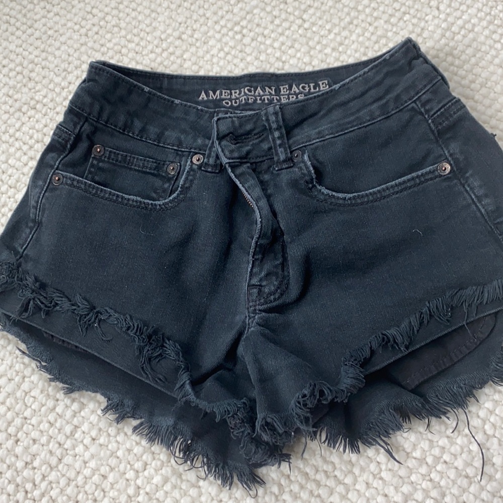American Eagle black jean shorts